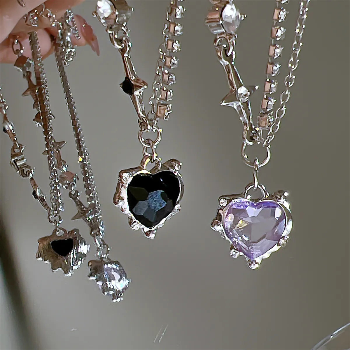 Sparkle Heart Crystal Necklace: Clavicle Chain for Women and Girls