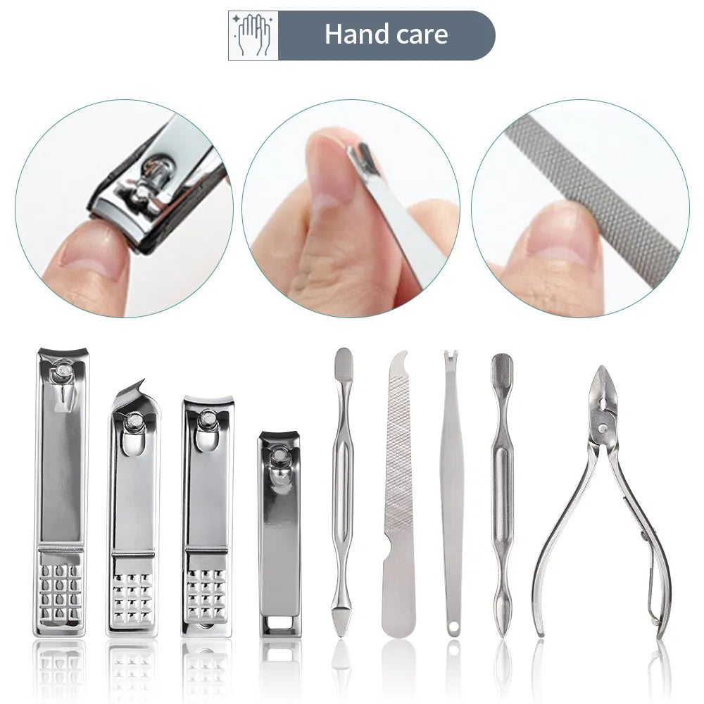 Manicure Set Stainless Steel Nail Clippers Cuticle Nipper Pedicure Care Tool Dead Skin Scissor Cleaning Grooming Nail Tools Kit