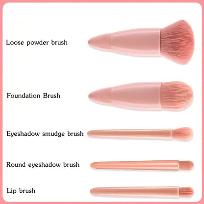 Mini Beauty Glow Brush Set: Soft and Fluffy Brushes for Cosmetics, Foundation, Eyeshadow, and Blending with Mirror