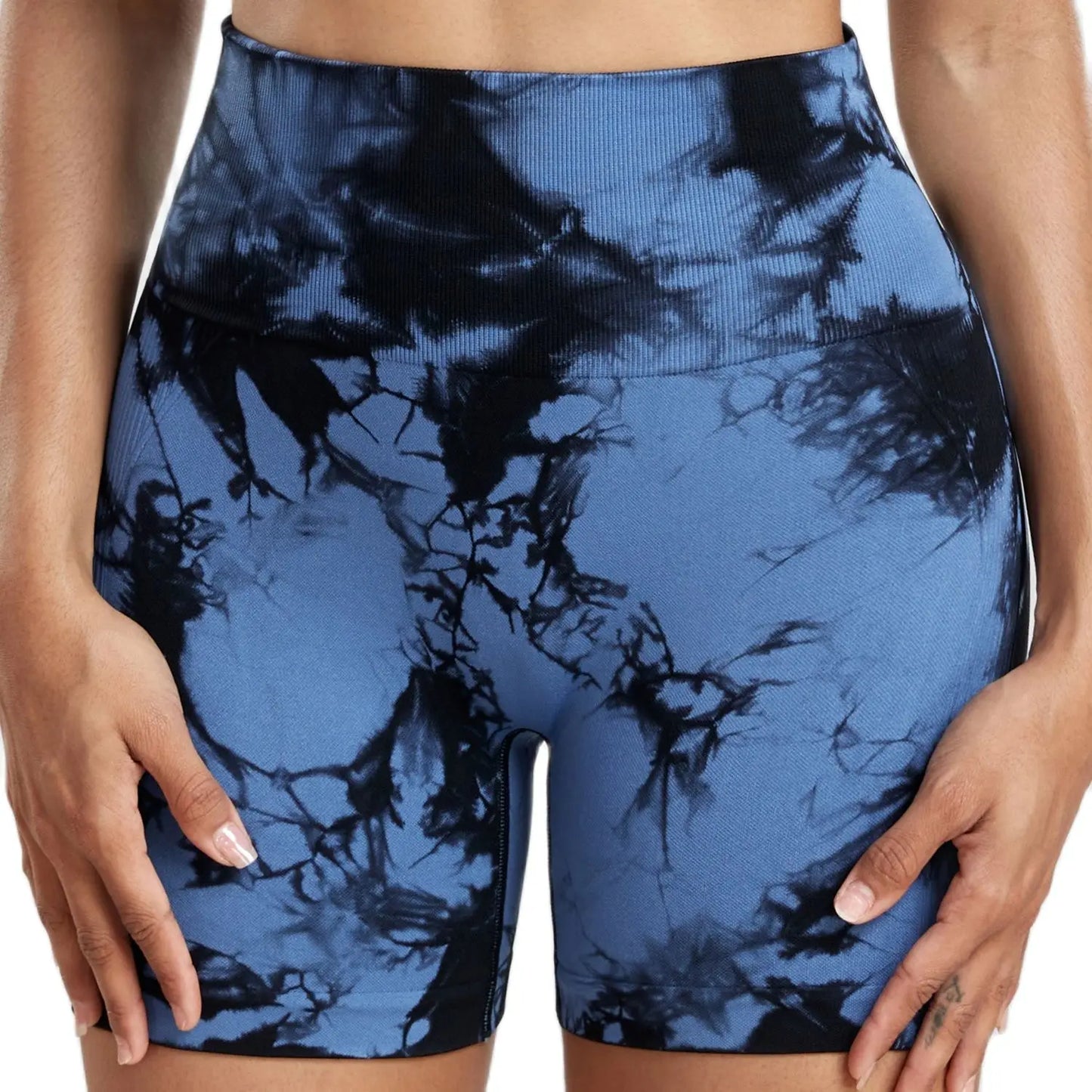 CHRLEISURE Tie Dye Women's Seamless Yoga Shorts: Butt Lifting, High Waist Elastic Sports Leggings for Workout, Cycling, and Sweatpants