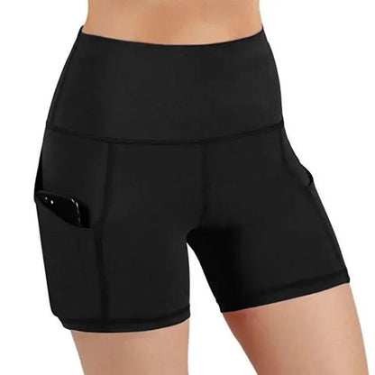 High Waist Sports Shorts: Pure Color, Slim Fit Design, One-piece Yoga Pants for Women - Polyester Fabric, Ideal for Summer & Workouts