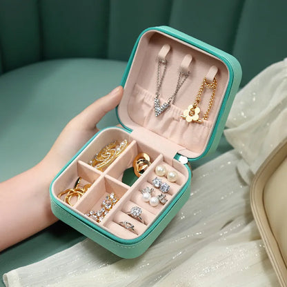 Compact Travel Jewelry Organizer: Mini Leather Storage Box