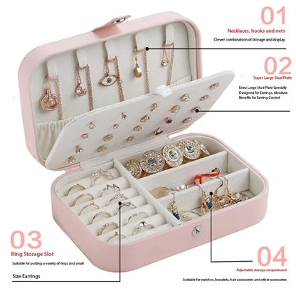 2-Layer Jewelry Storage Box: Portable Travel Holder for Rings and Necklaces - Organizer and Display Stand