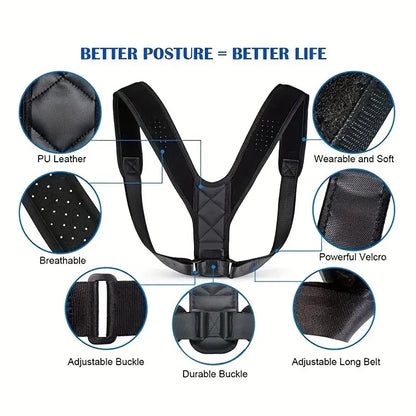 Premium Adjustable Posture Corrector: Unisex Clavicle and Lumbar Support for Upper Back and Shoulder Correction
