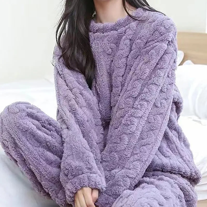 Women's Autumn Cozy Thicken Velvet Pajama Set