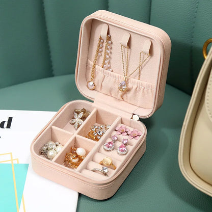 Compact Travel Jewelry Organizer: Mini Leather Storage Box