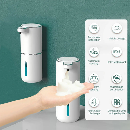 Automatic Foam Soap Dispenser: Touchless, Chargeable, Smart Infrared for Kitchen and Bathroom - 380ml Hand Washer