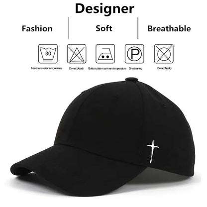 Simple Cross Water Drop Embroidery Baseball Cap: Unisex Spring/Autumn Outdoor Adjustable Casual Hat
